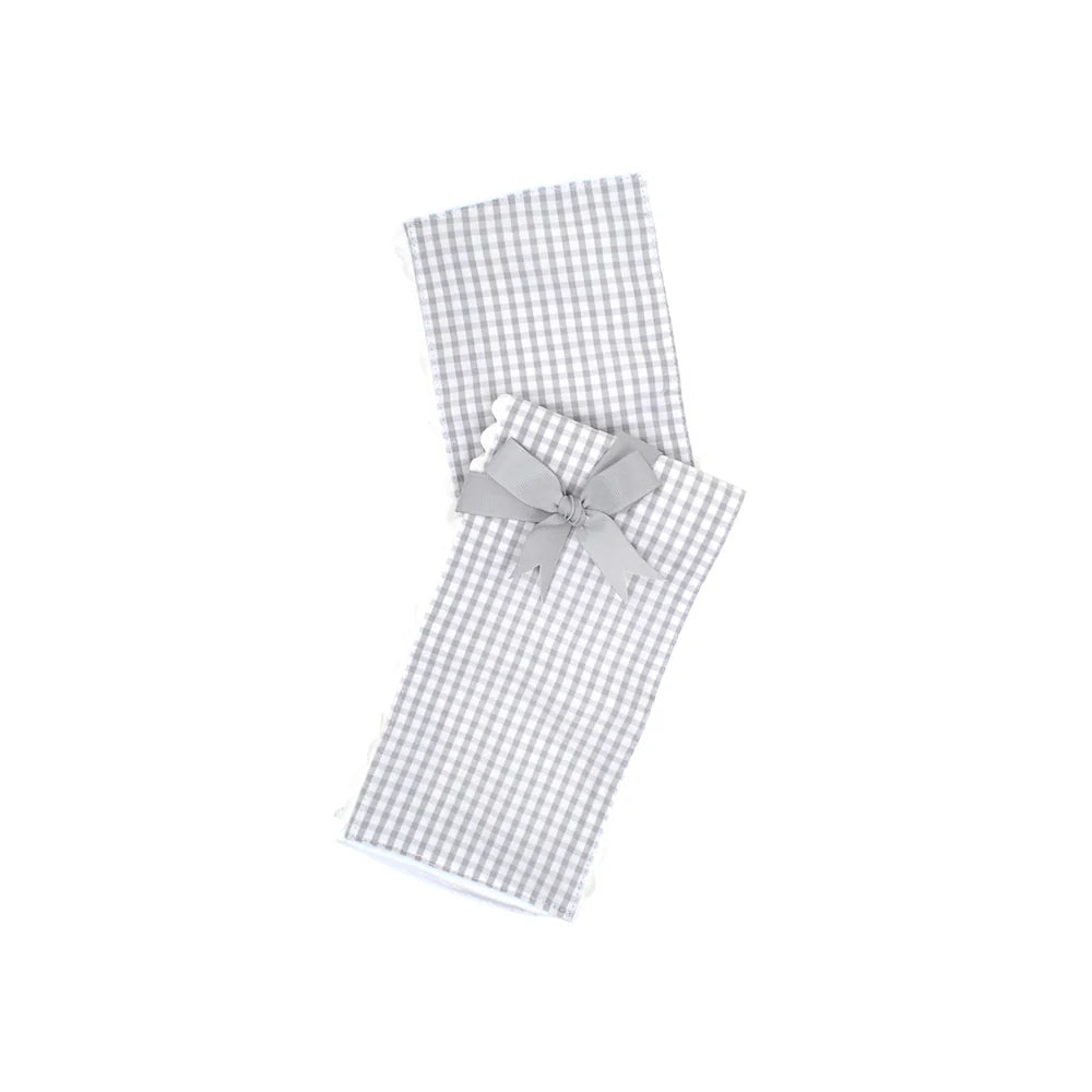 Gray Gingham Fancy Fabric Burp Cloth