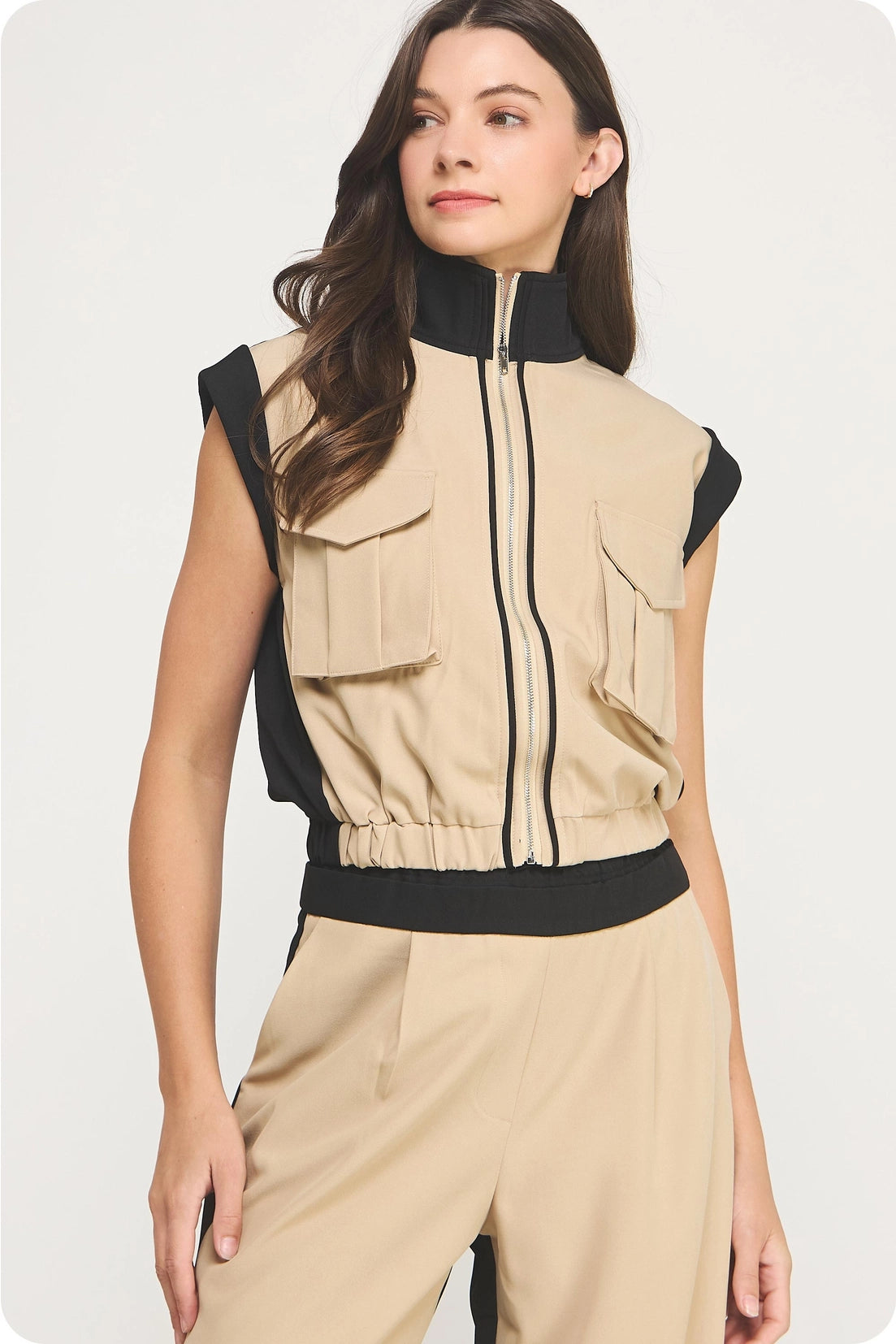 Black & Taupe Color Block Set