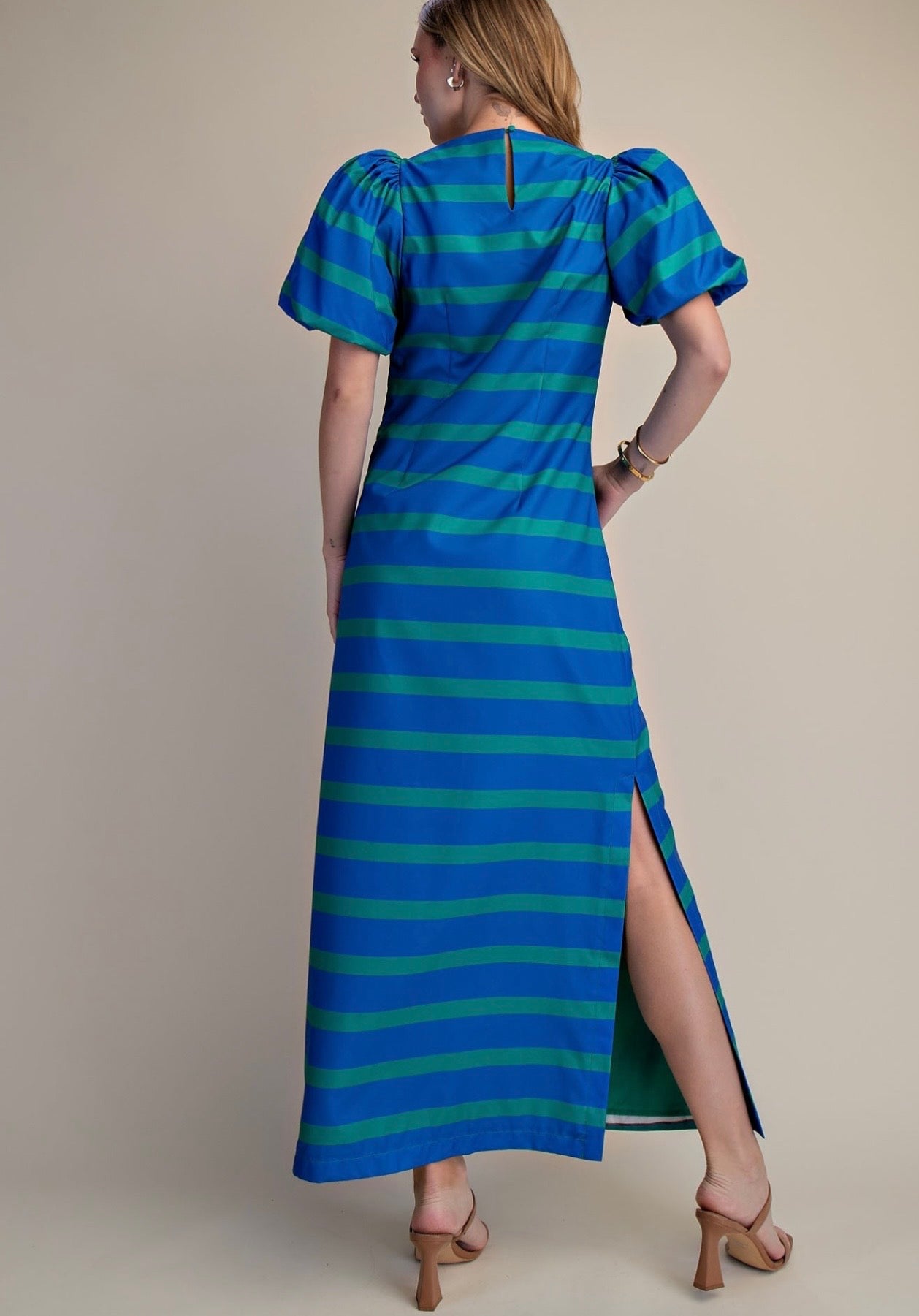 Royal Puff Sleeve Maxi Dress