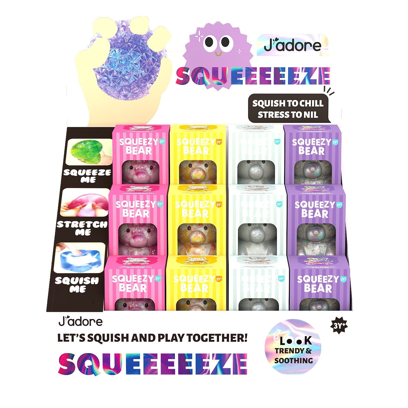 J'adore Glitter Bear Squish