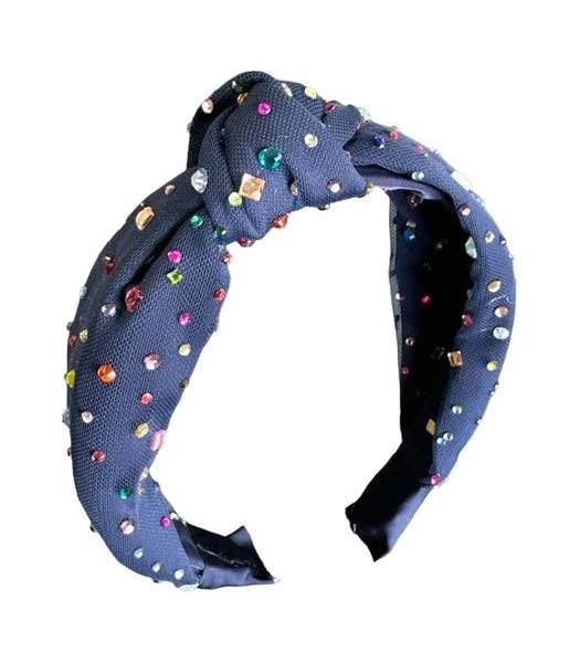 Navy Tulle Jeweled Headband