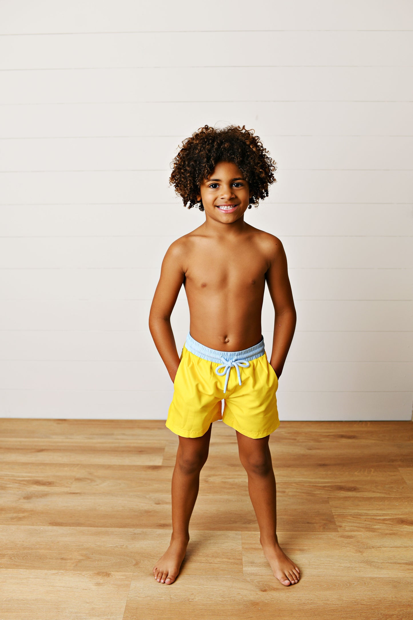 Yellow & Light Blue Swim Trunks