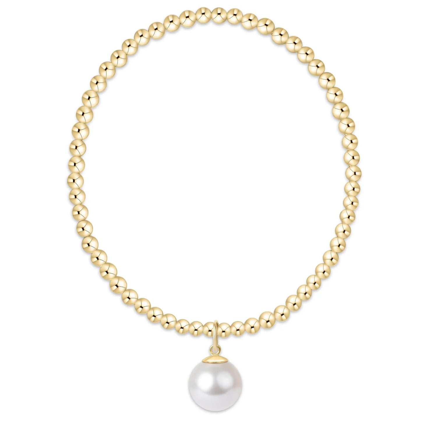 Classic Gold 3mm Bracelet - Classic Pearl 10mm Charm