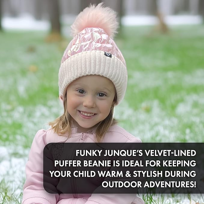 Iridescent Pink Pom Pom Beanie