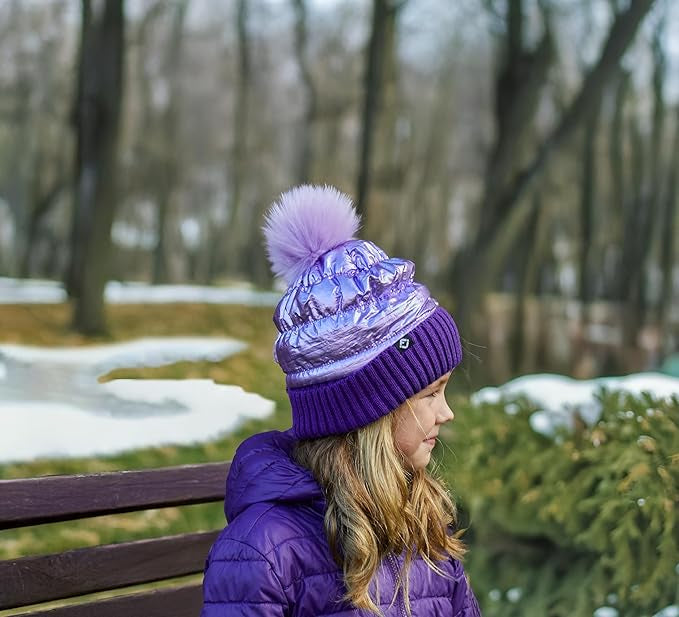 Purple Pom Pom Beanie