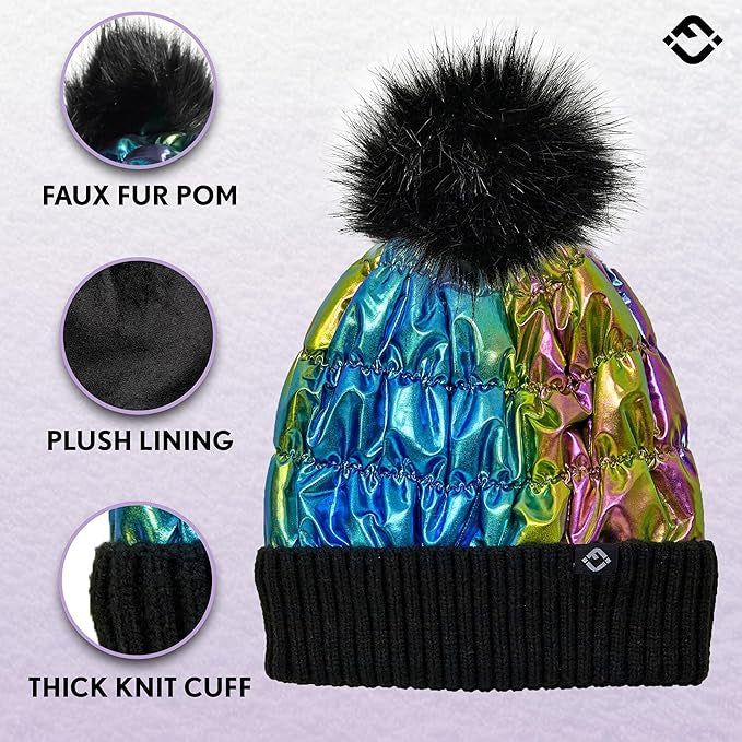 Black Multi Pom Pom Beanie