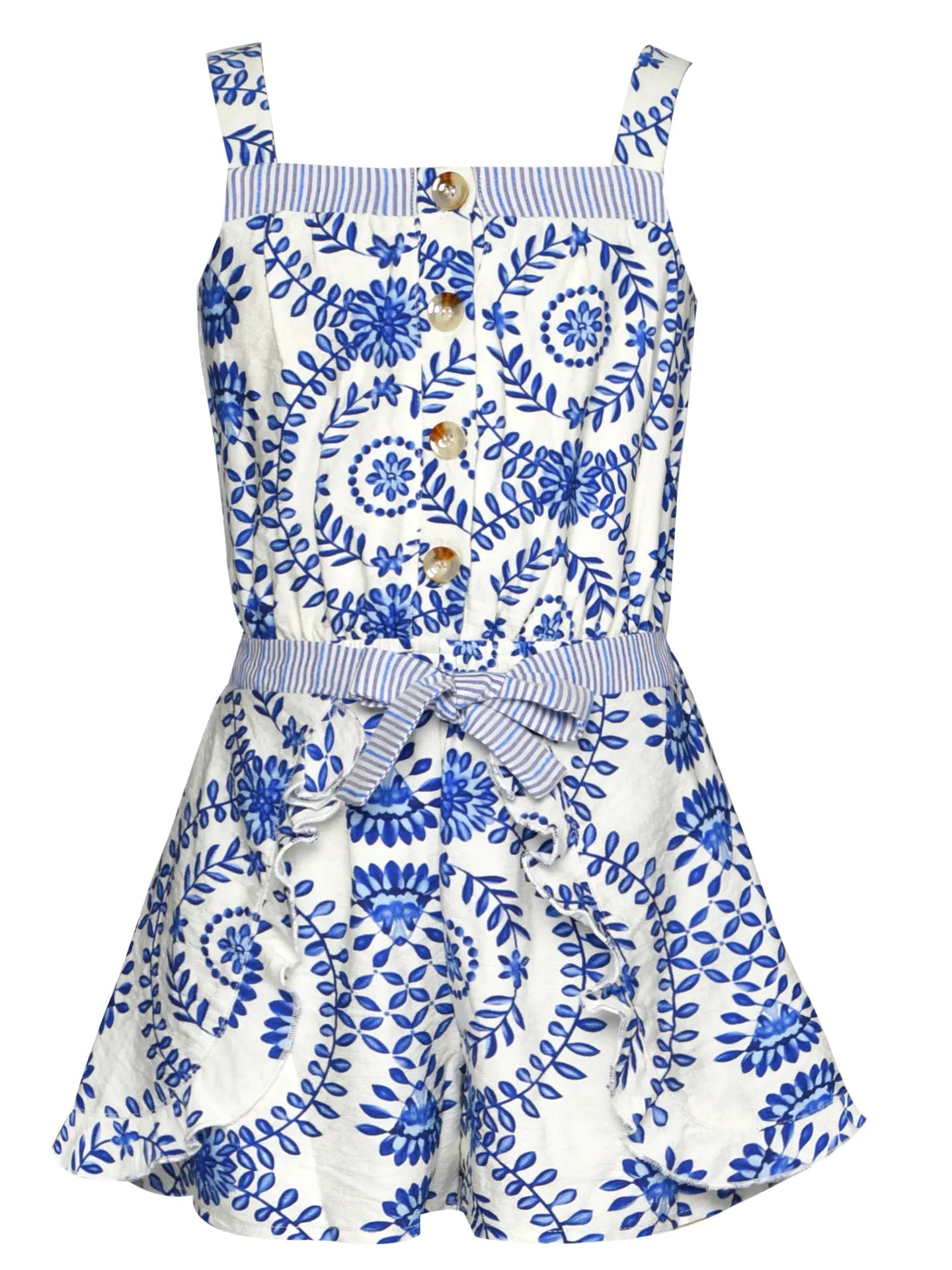 Blue Mosaic Print Romper