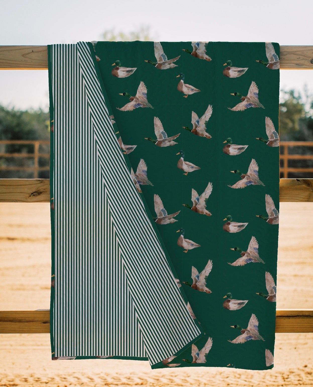Mallory Ducks Green Baby Blanket