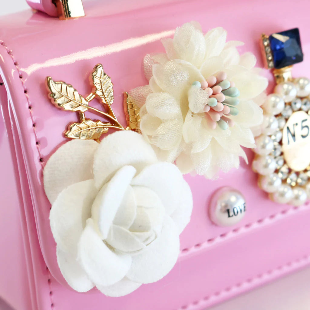 Fuchsia Floral & Charms Patent Leather Purse