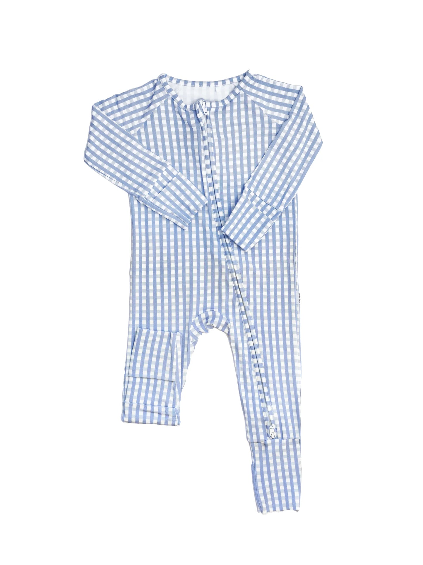French Blue Gingham Convertible Footie