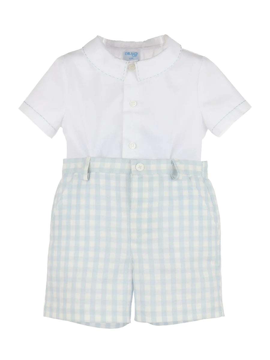 Blue Checker Short Set