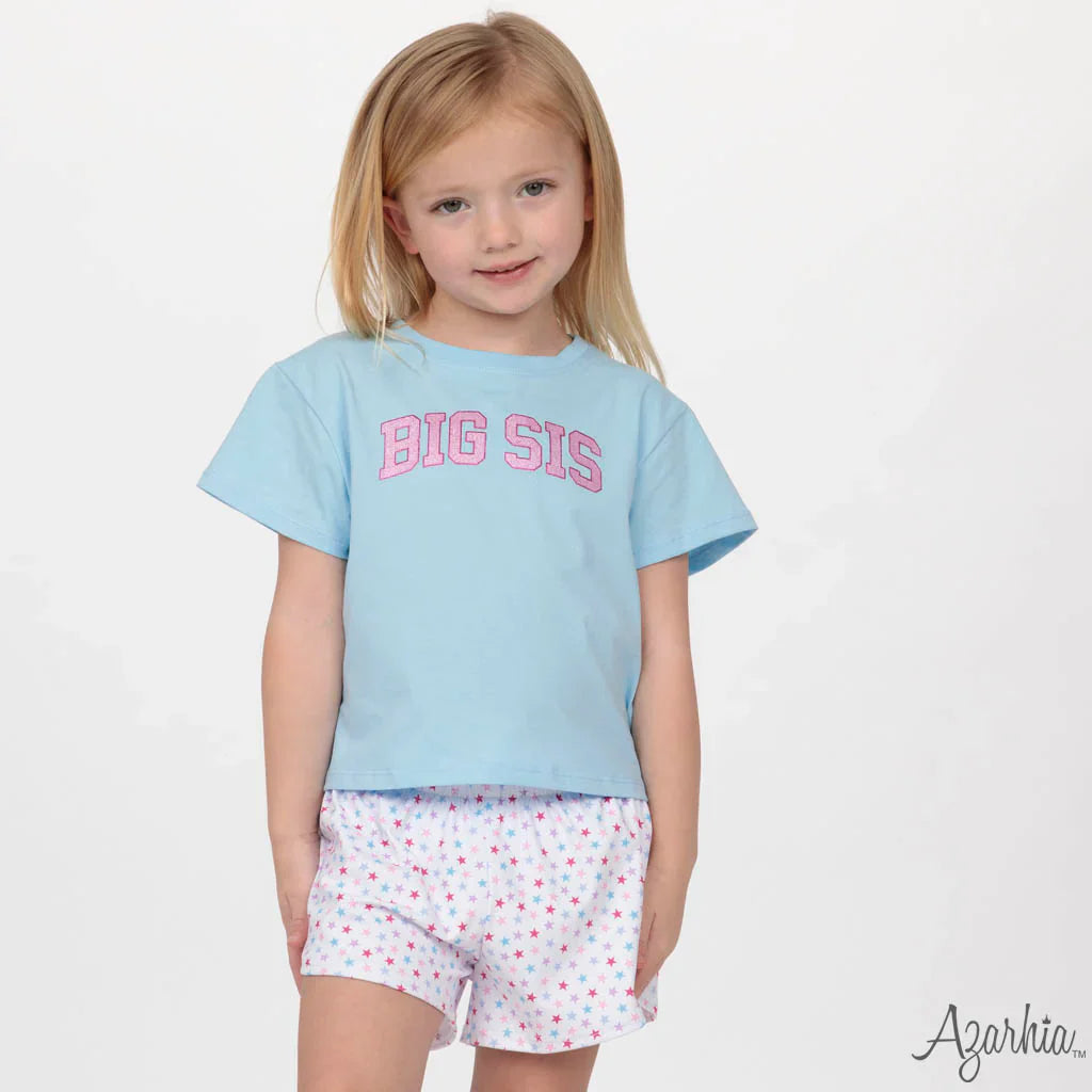 Big Sis Glitter Light Blue Boxy Tee