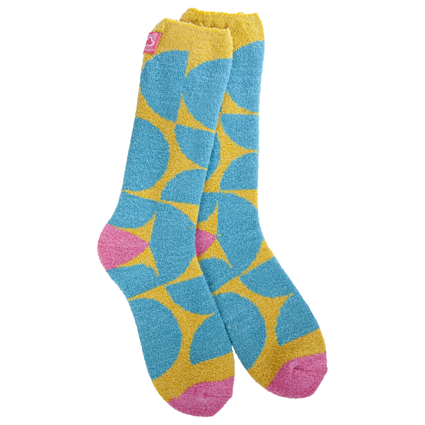 Geo Mustard & Blue Cozy Cali Socks