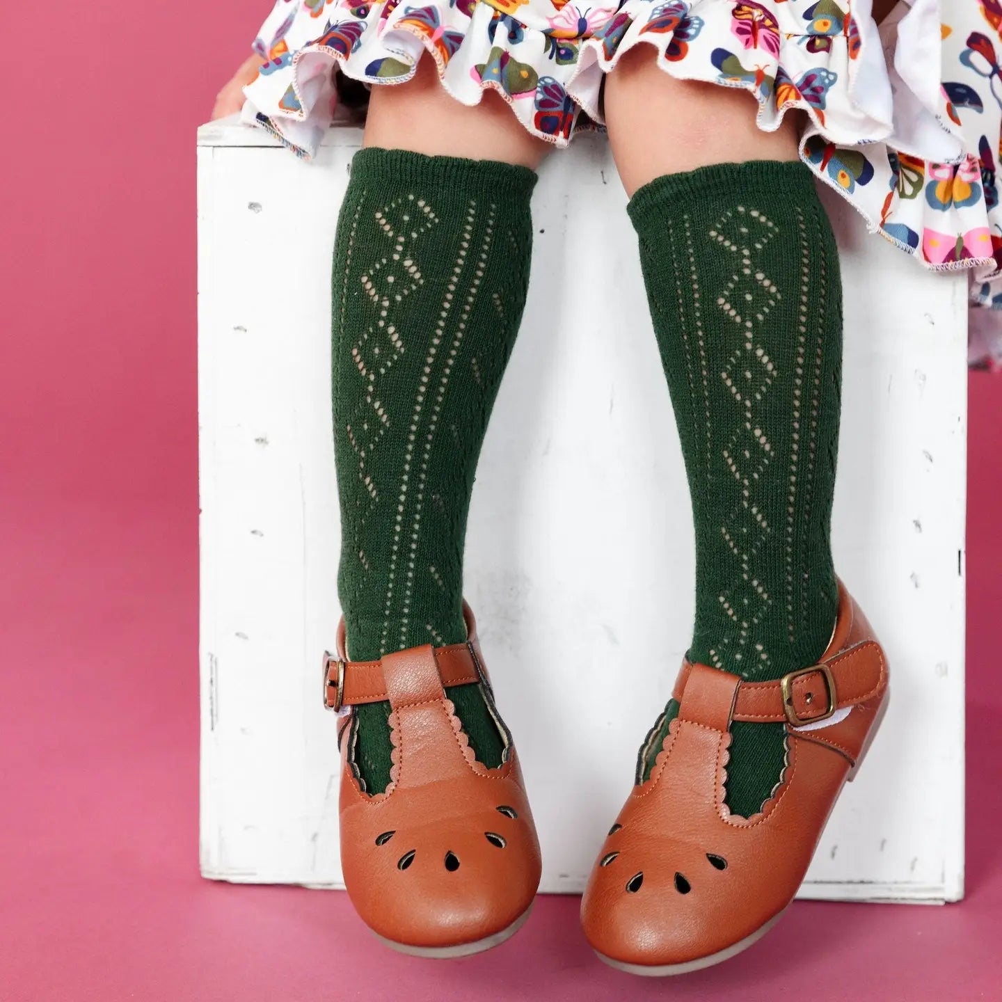 Forest Scalloped Fancy Knee Socks