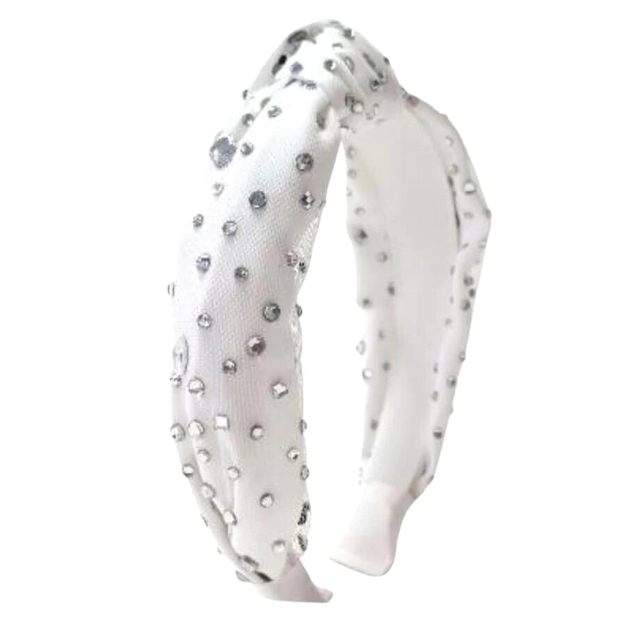 White Tulle Jeweled Headband