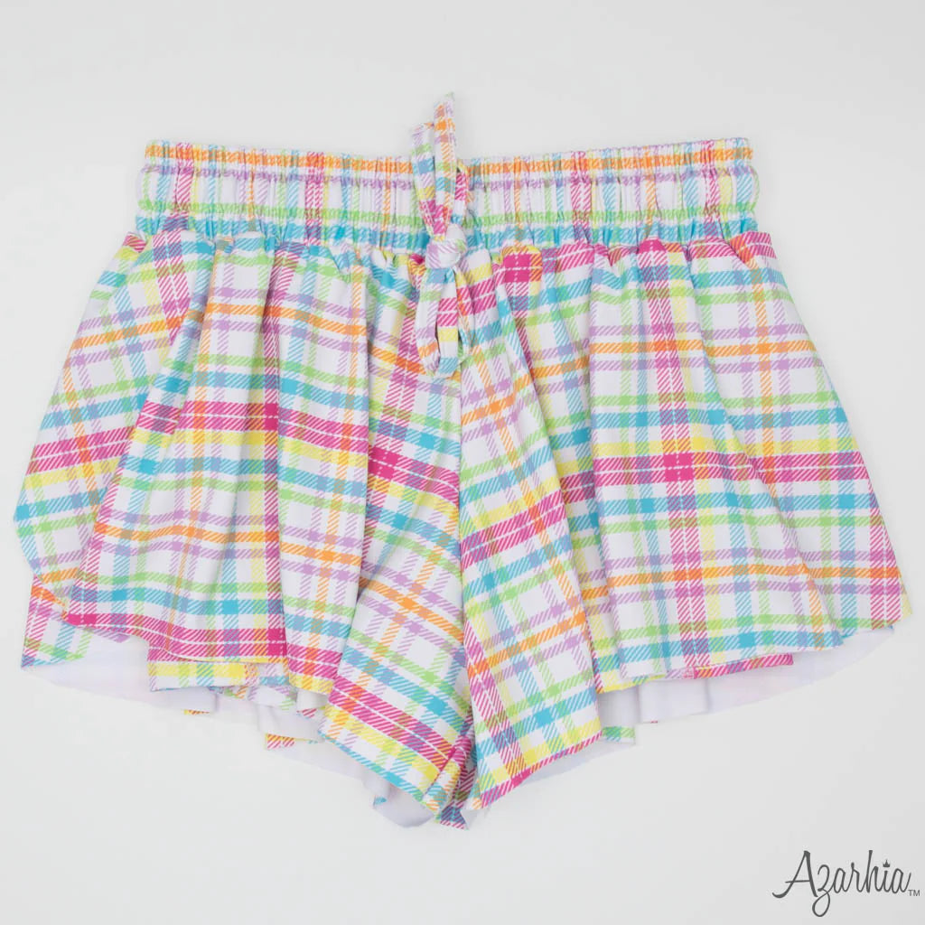 Neon Plaid Butterfly Shorts