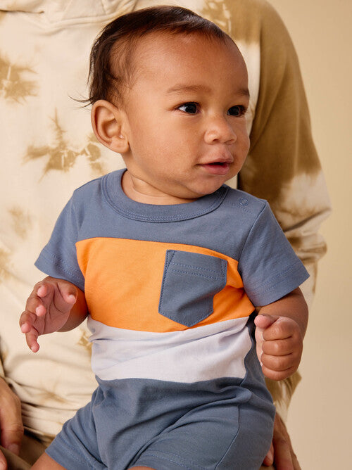 Cornflower Colorblock Baby Romper