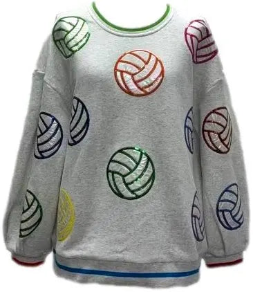Grey Multi Volleyball Sweatshirt Kids QOS
