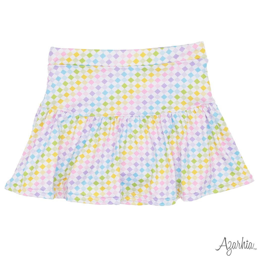 Check Rainbow Gathered Skort
