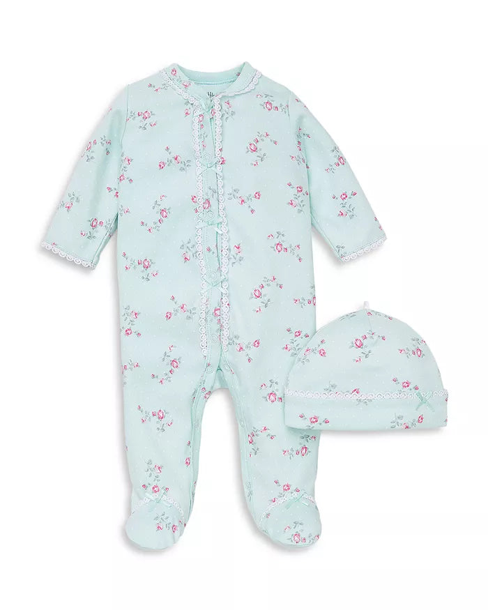 Mint Floral Footie W Hat