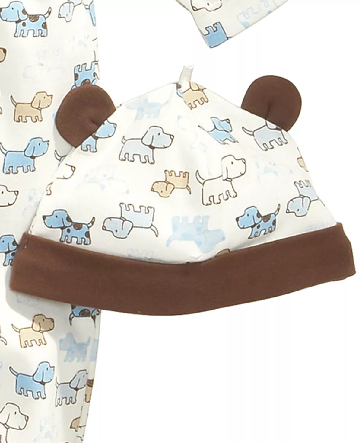 White/Brown Dog Footie W Hat