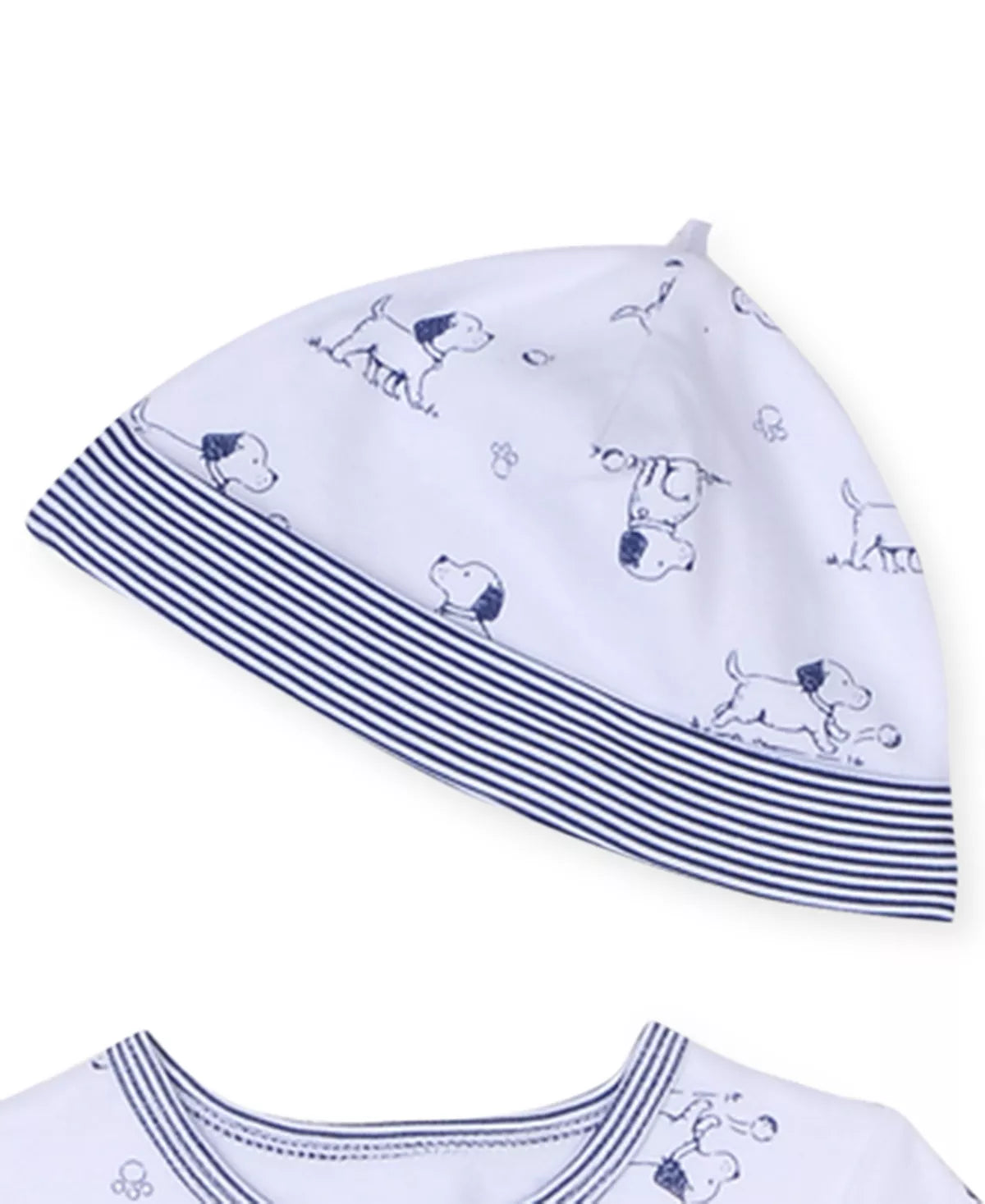 White/Blue Dog Footie W Hat