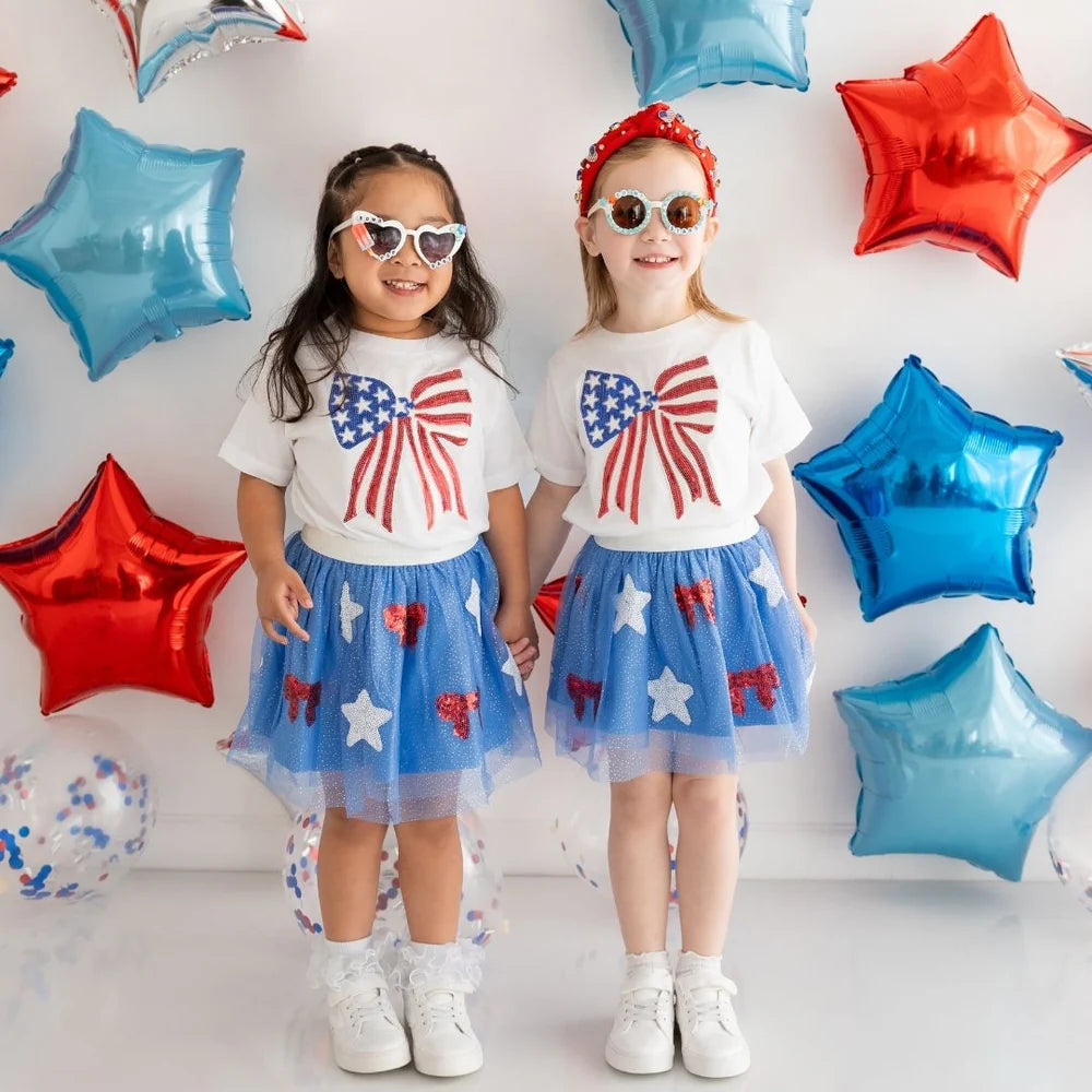 Patriotic Sequin Bow Patch Tee