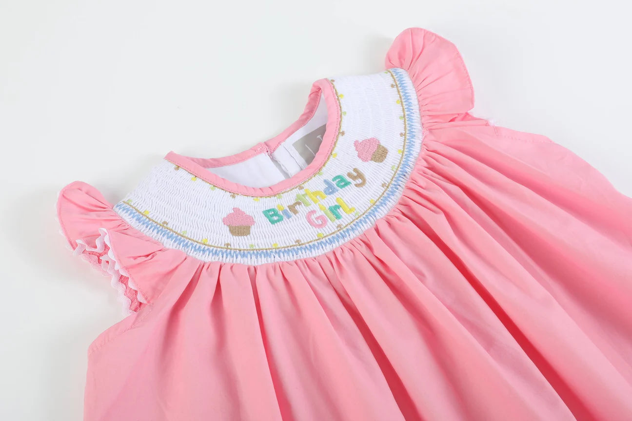 Pink Birthday Girl Smocked Dress