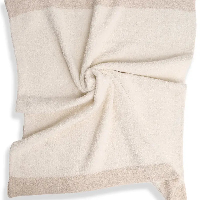 Ivory Color Block Luxury Soft Throw Blanket