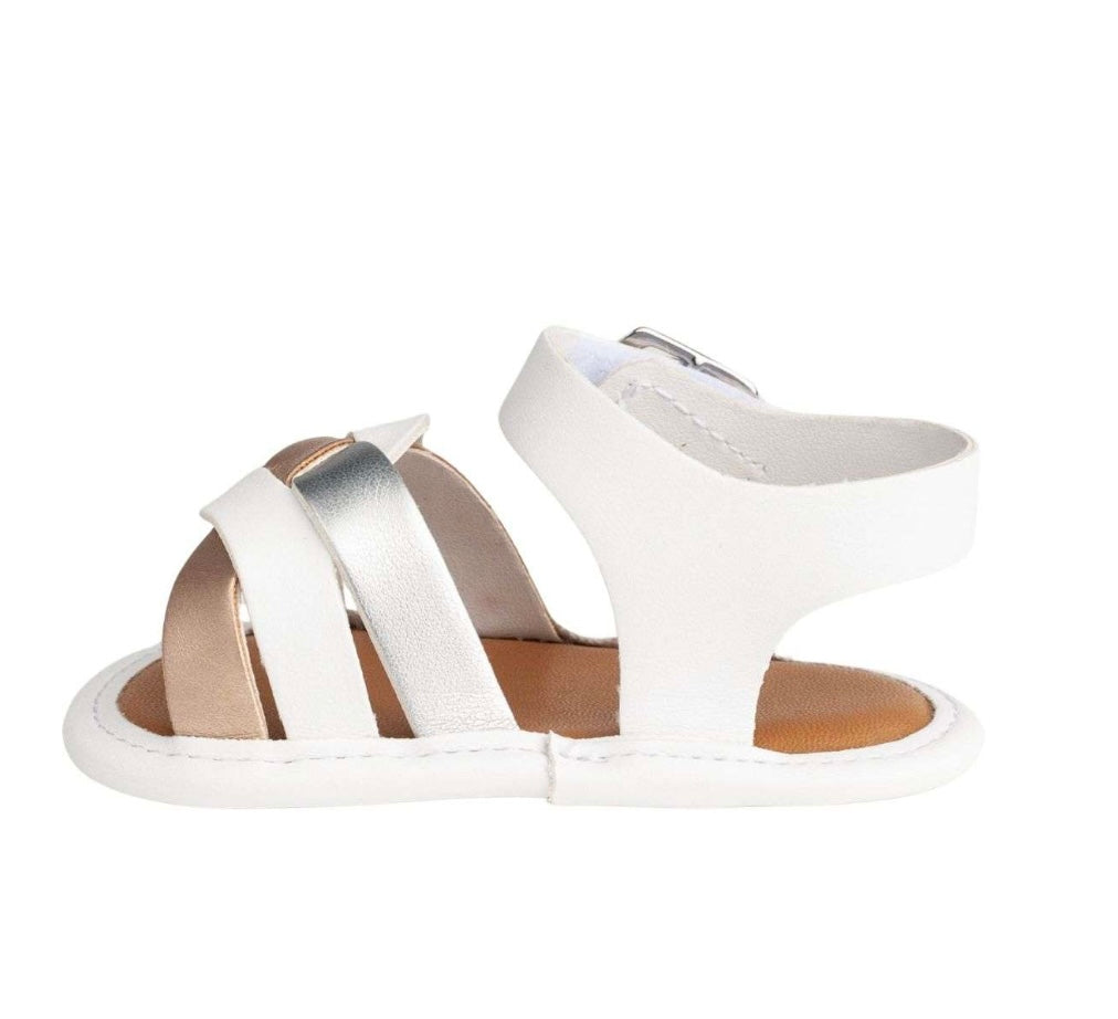 Mixed Metallic Woven Strap Sandals