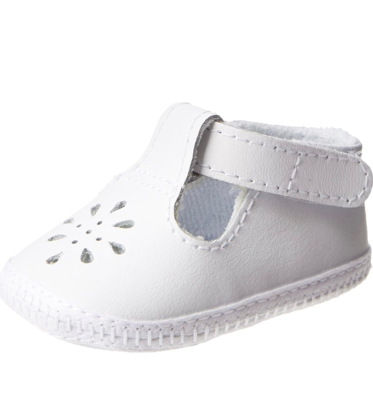 White T-Strap Crib Shoes