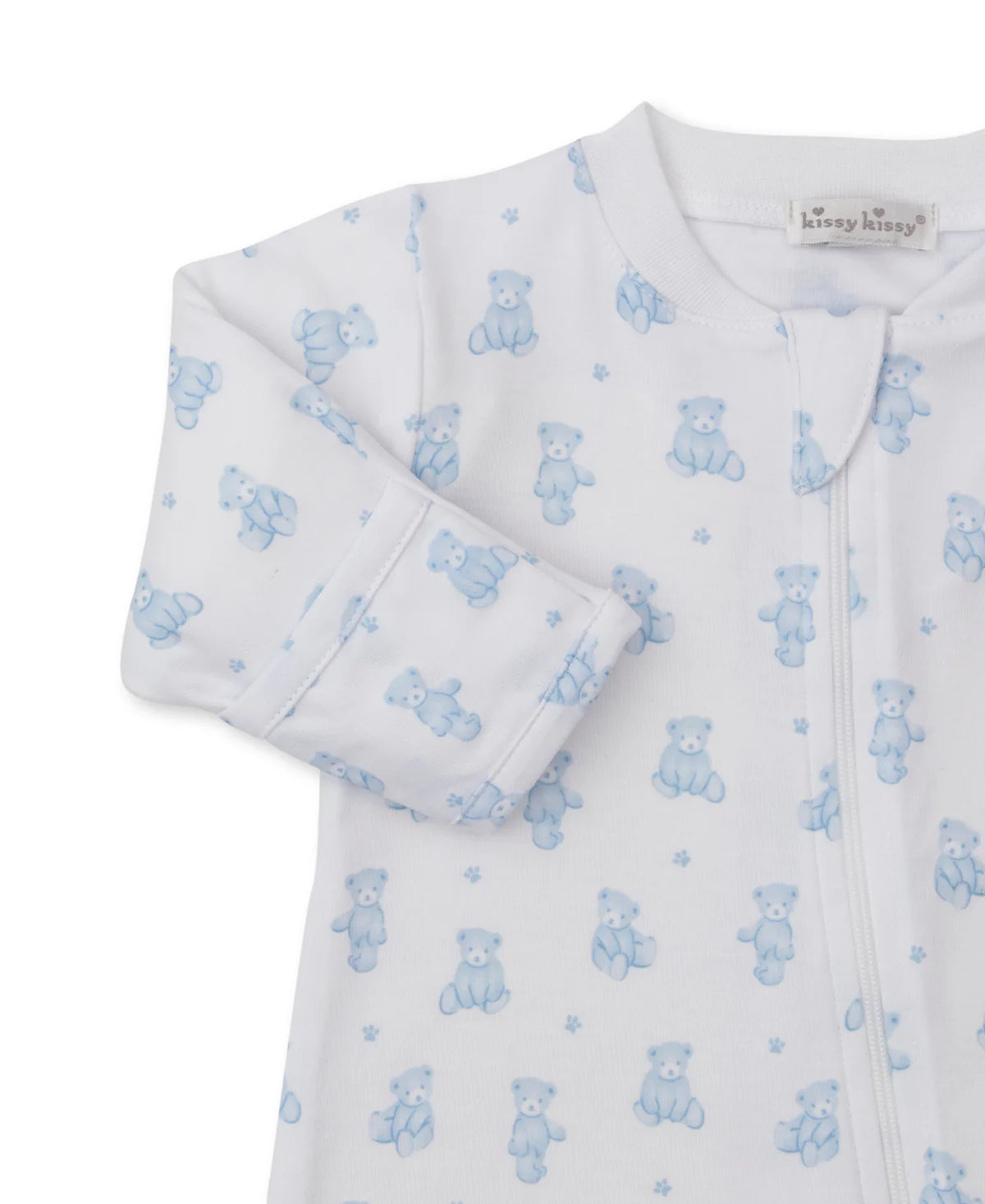 Light Blue Teddy Bears Zip Footie