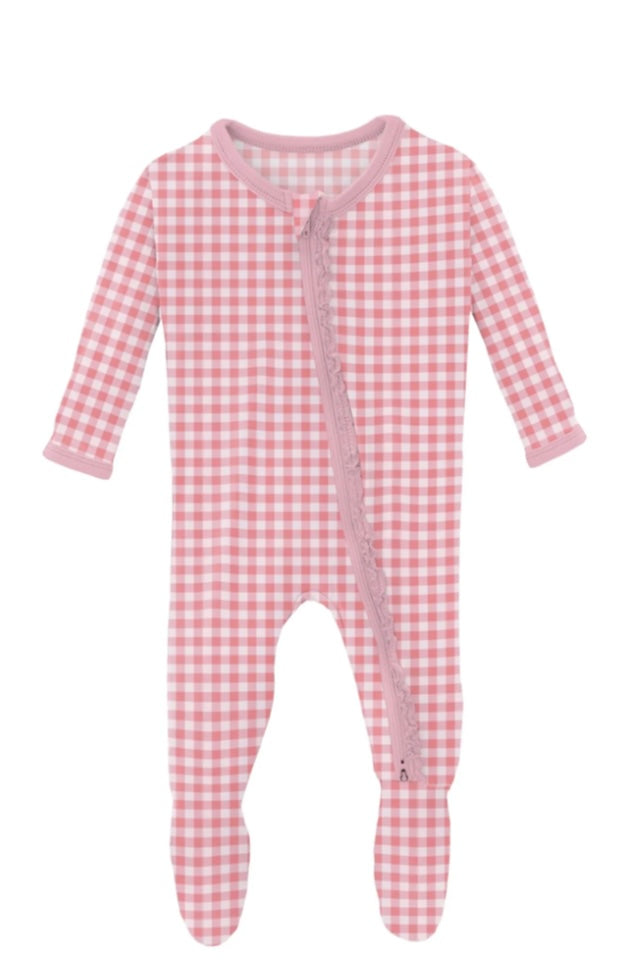 Cake Pop Gingham Ruffled Footie