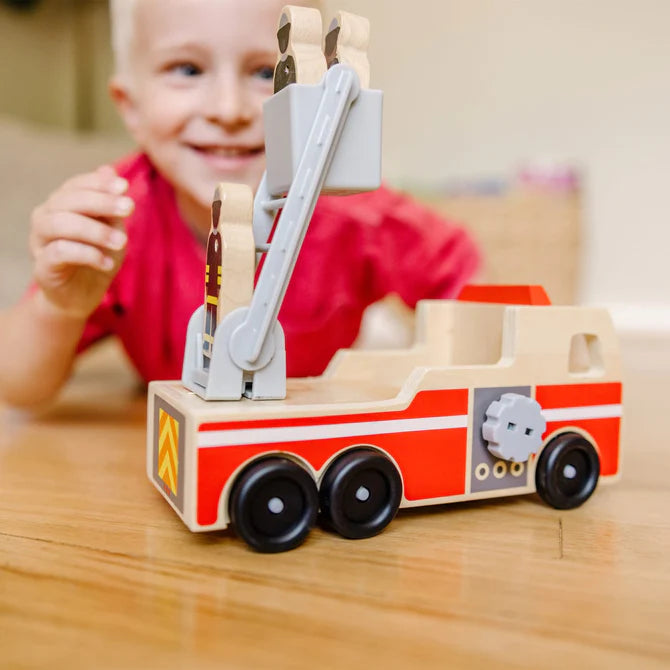 Wooden Fire Truck Playset