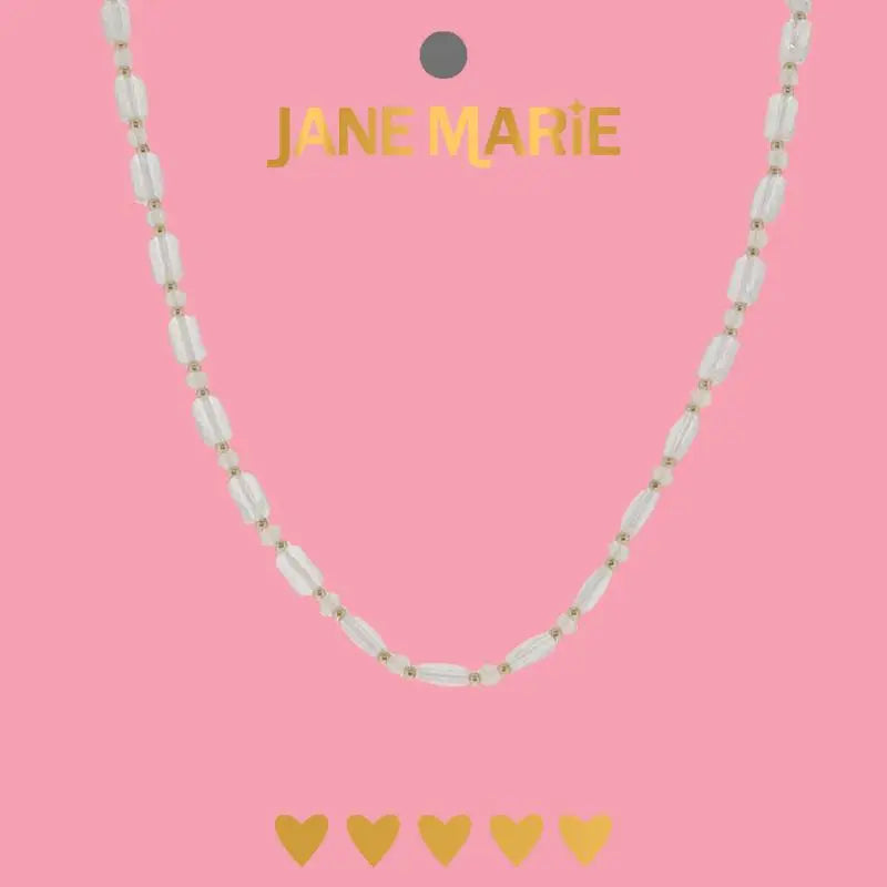 Clear Glass Beaded Necklace with Gold Accents