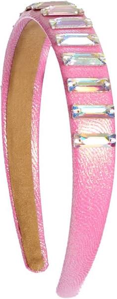 Pink Galaxy Shimmer Headband W Crystal Bars