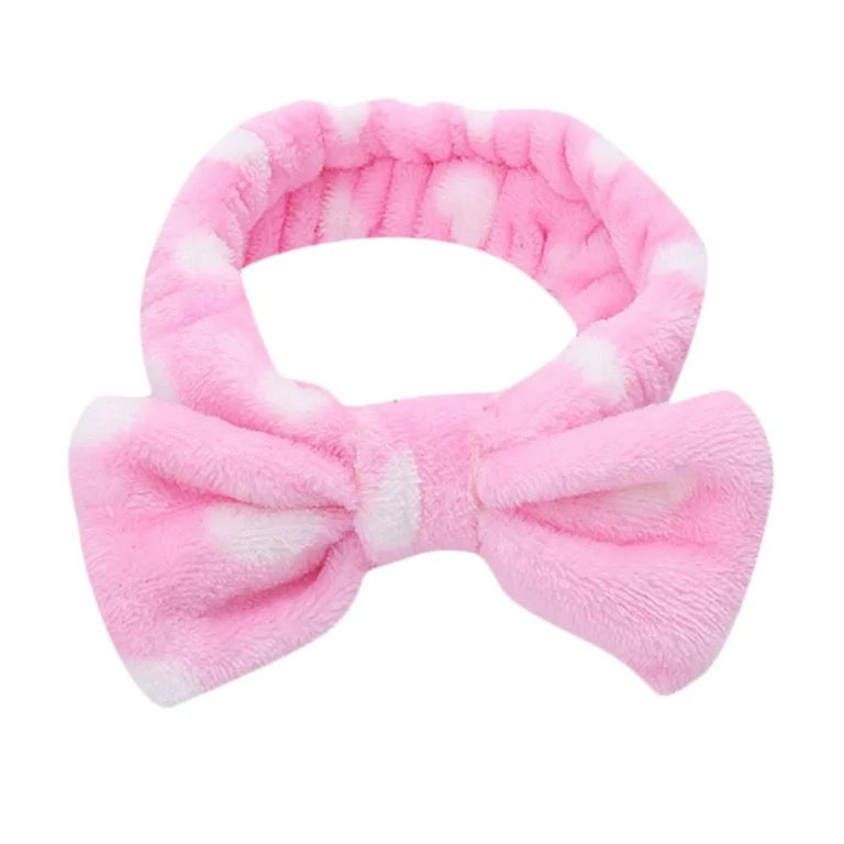 Face Wash Headband - Pink/White Dot