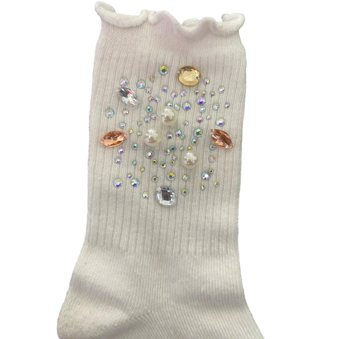 Silver & Gold Gem High Socks