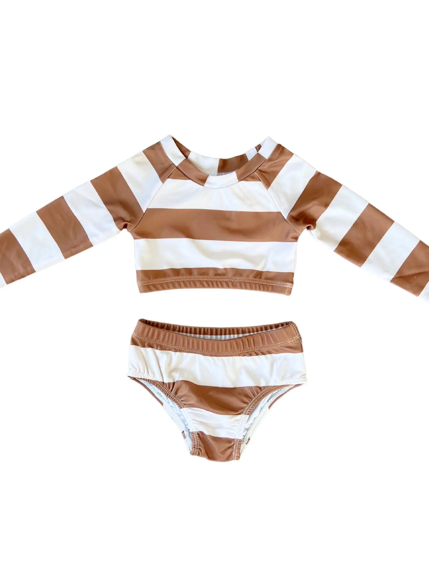 Toffee Stripe Two Piece Swim