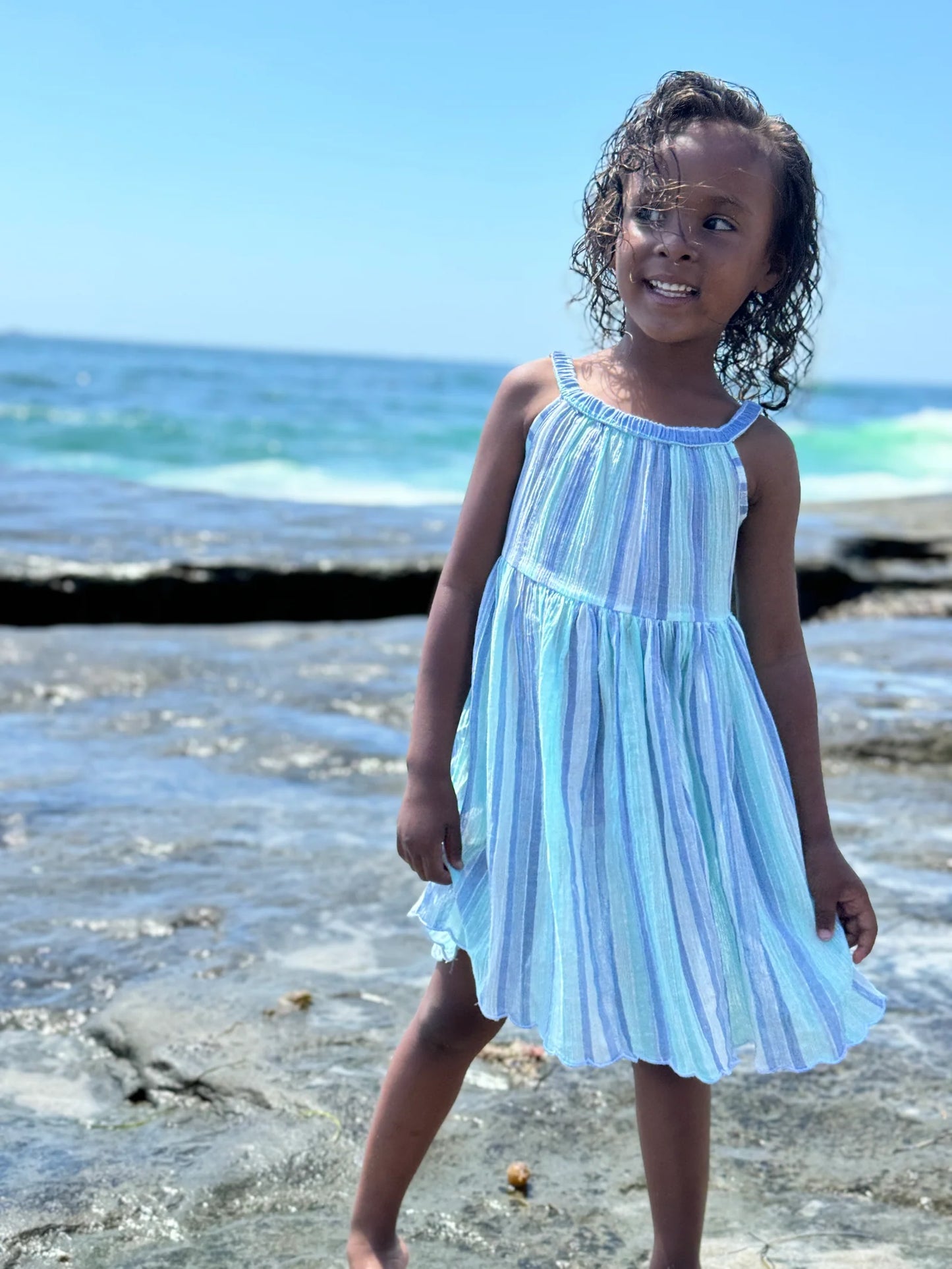 Blue/Aqua Stripe Stella Dress