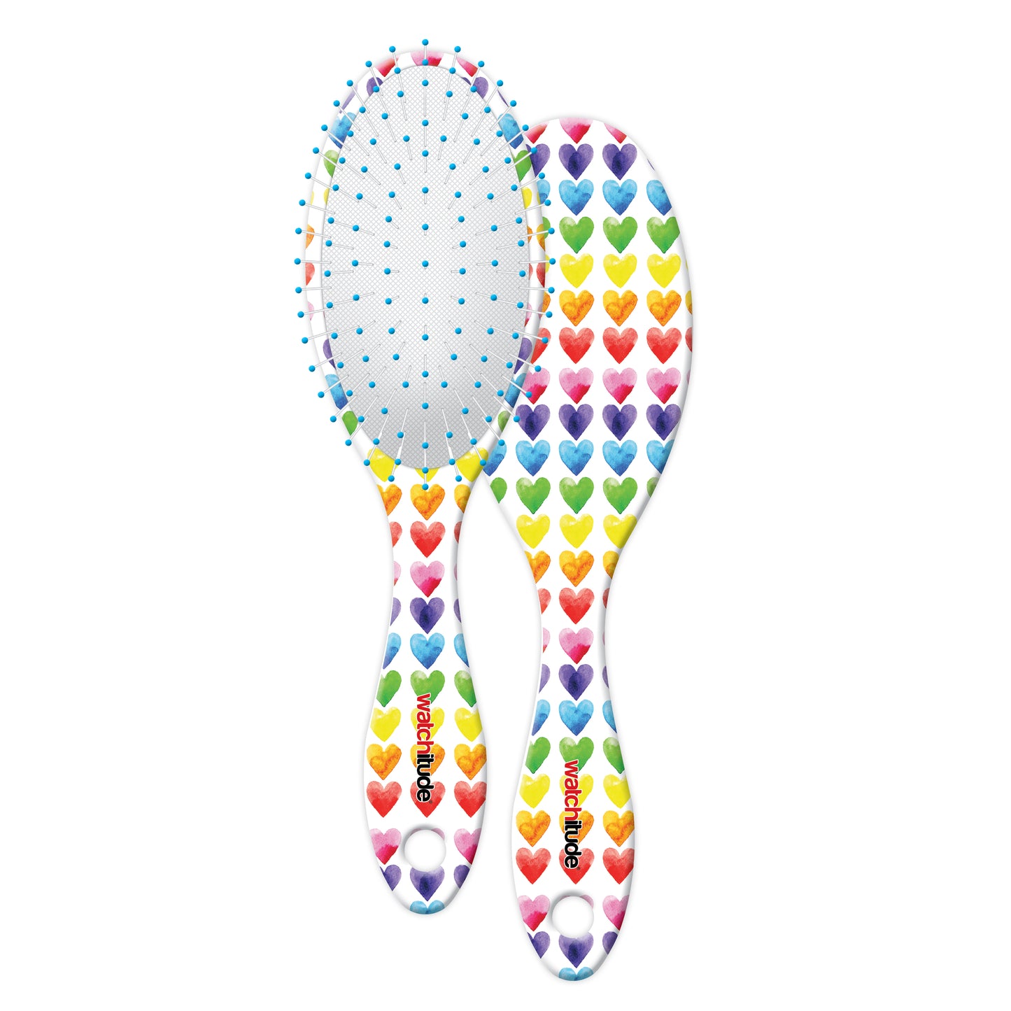 Watercolor Hearts Hairbrush