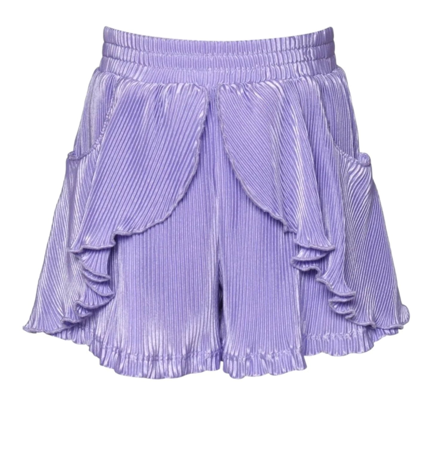 Purple Pleated Tulip Shorts