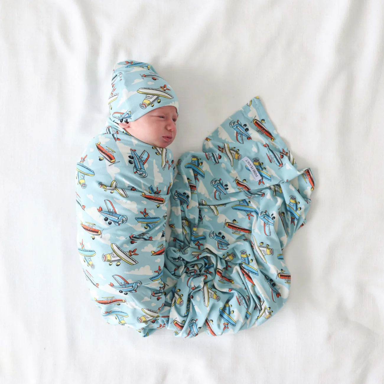 Posh Planes Swaddle & Beanie Set