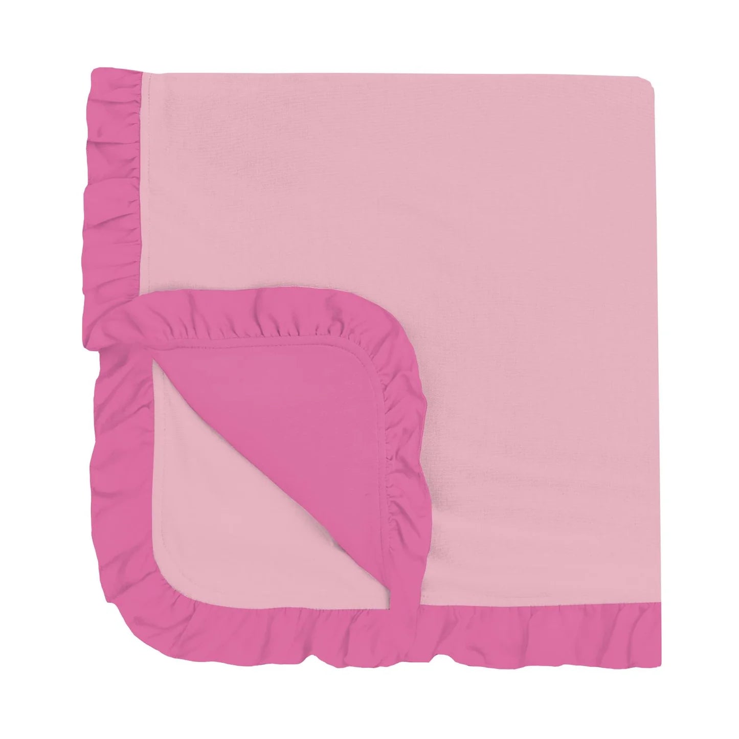 Solid Pink Ruffle Stroller Blanket