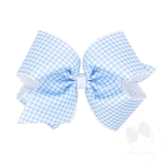 Blue Gingham Bow w Moonstitch