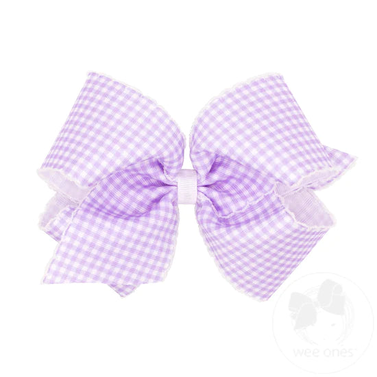 Lavender Gingham Bow w Moonstitch