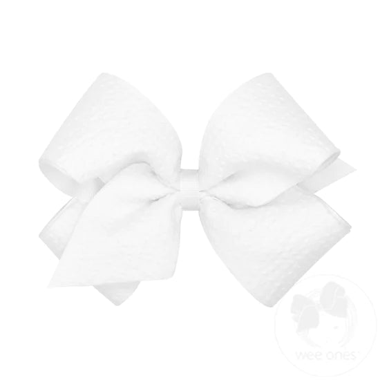 White Seersucker Hair Bow