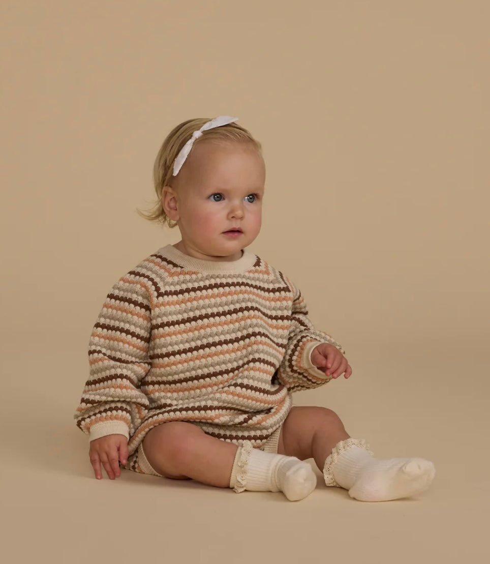 Honeycomb Stripe Crewneck Romper
