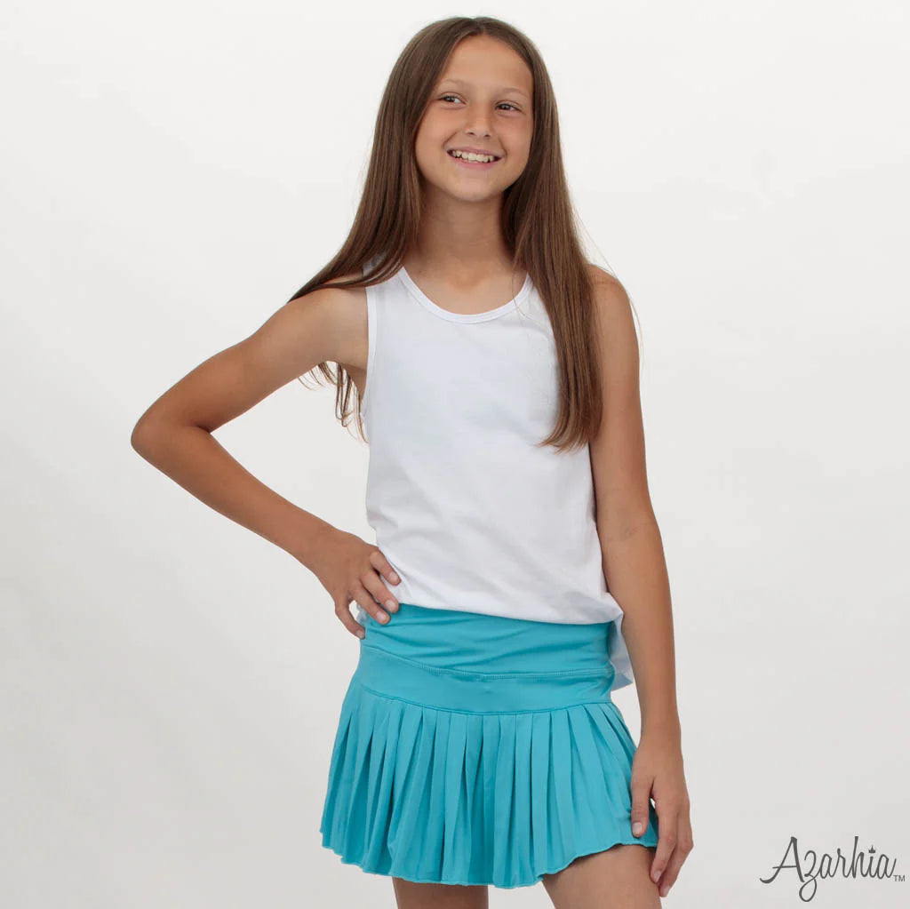 Turquoise Mini Pleated Skort