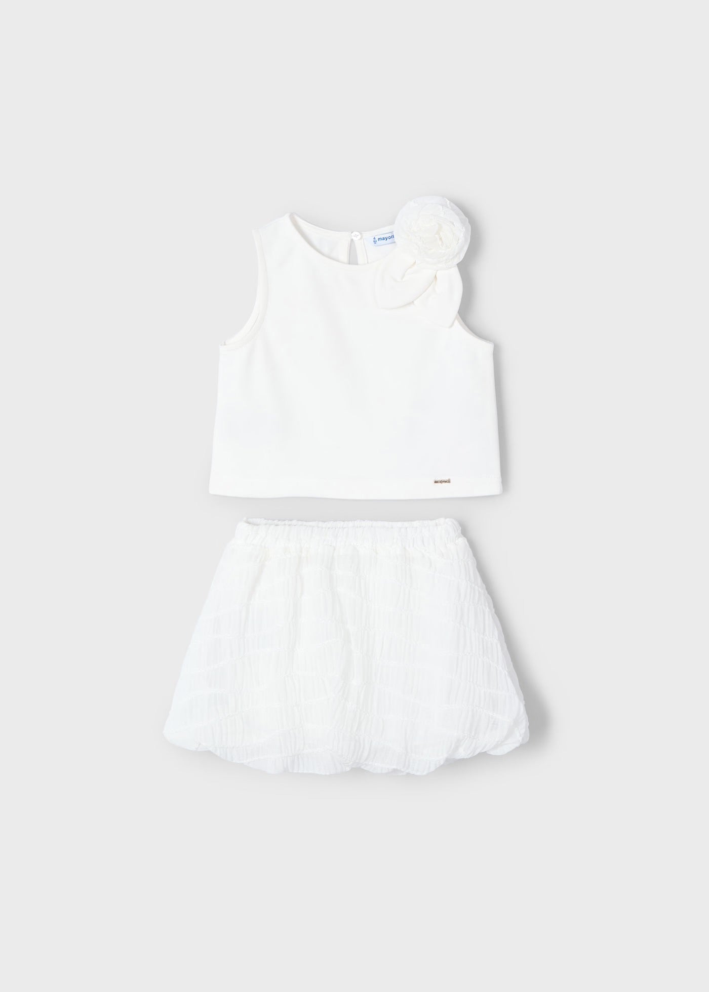White Bubble Skirt and Top Set